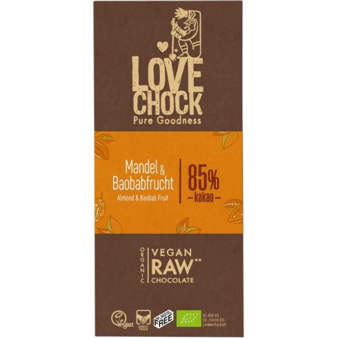 Ciocolata raw vegana cu migdale si baobab - 70 g