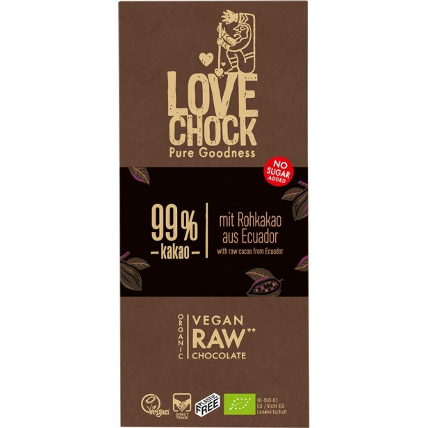 Ciocolata raw vegana extreme dark 99% cacao - 70 g