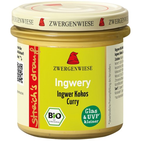 Zwergenwiese, Crema tartinabila bio cu ghimbir cocos si curry fara gluten - 135 g, biomag.ro