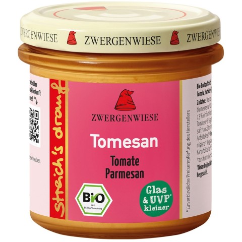 Zwergenwiese, Crema tartinabila vegetala tomesan cu tomate si parmezan - 135 g, biomag.ro