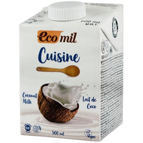 Ecomil, Crema vegetala bio pentru gatit pe baza de cocos, 500ml ecomil cuisine, biomag.ro
