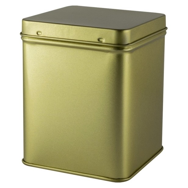 Cutie din metal cu capac, patrata, 100g, pentru ceai gold star