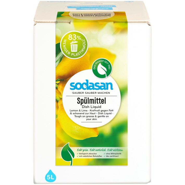 Detergent lichid de vase cu lamaie si lime bag-in-box - 5 l  - Biomag.ro