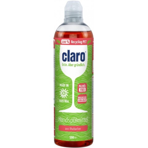 Claro, Detergent lichid ecologic pentru spalarea manuala a vaselor, cu rubarba, 500ml, biomag.ro