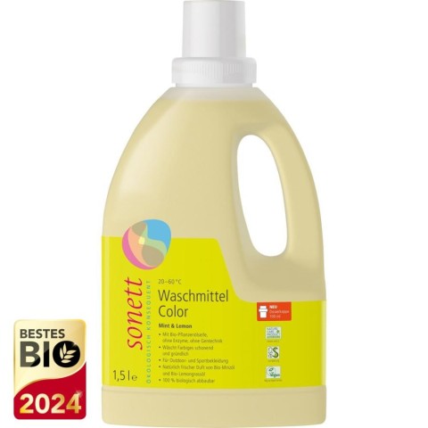Sonett, Detergent lichid pentru rufe colorate cu menta si lamaie - 1.50 l, biomag.ro