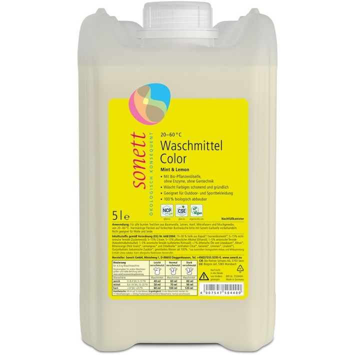 Detergent lichid pentru rufe colorate cu menta si lamaie - 5 l  - Biomag.ro