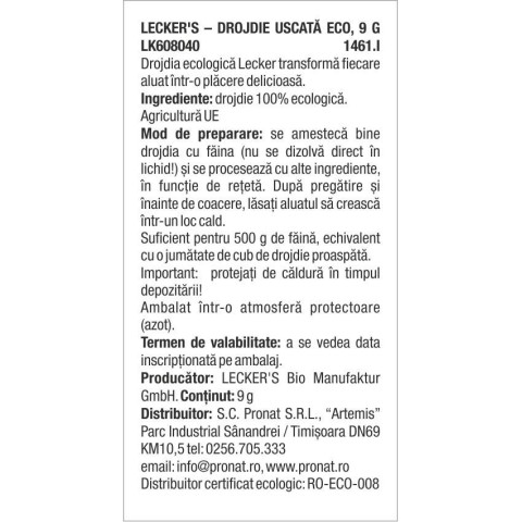 Pagina 3 Traieste sanatos, Drojdie uscata bio, 9g lecker's, biomag.ro