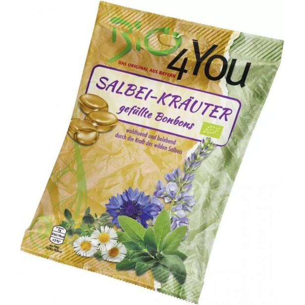 Dropsuri bio cu salvie si plante medicinale, 75g bio 4 you