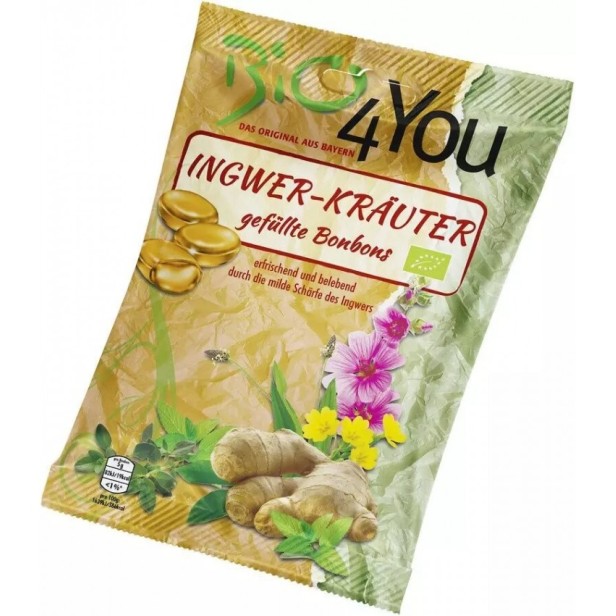 Dropsuri bio umplute din ghimbir si plante, 75g bio 4 you