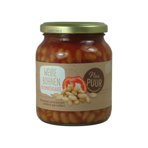 Fasole alba bio in sos de rosii, 350g nur puur