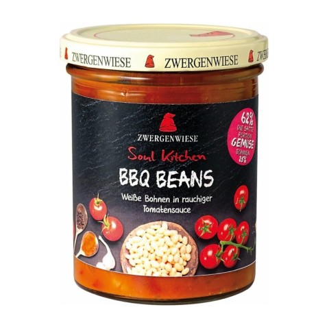 Zwergenwiese, Fasole alba bio in sos de rosii bbq, 370g, biomag.ro