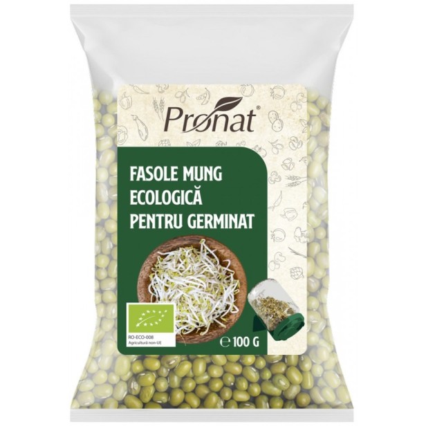 Fasole mung bio pentru germinat, 100g