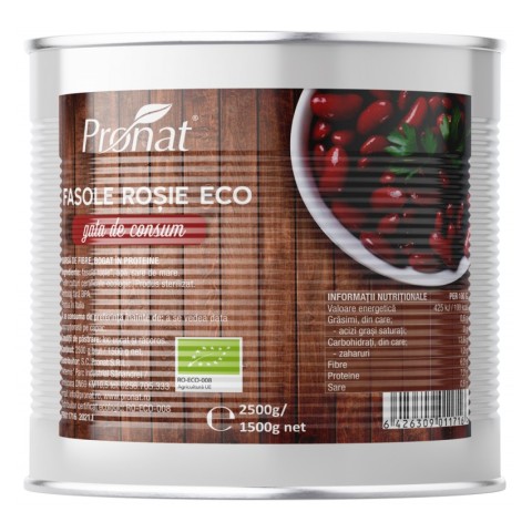 Pronat Can Pack, Fasole rosie bio gata de consum 2.5kg, biomag.ro