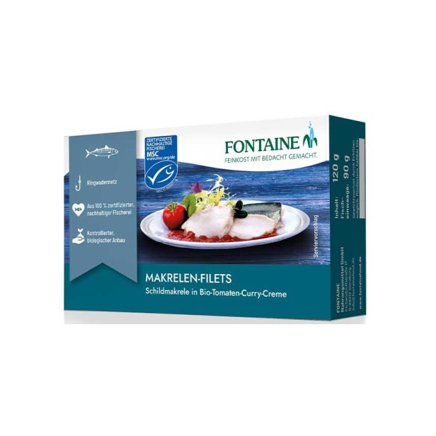 File de macrou fara piele in sos bio de rosii si curry, 125g