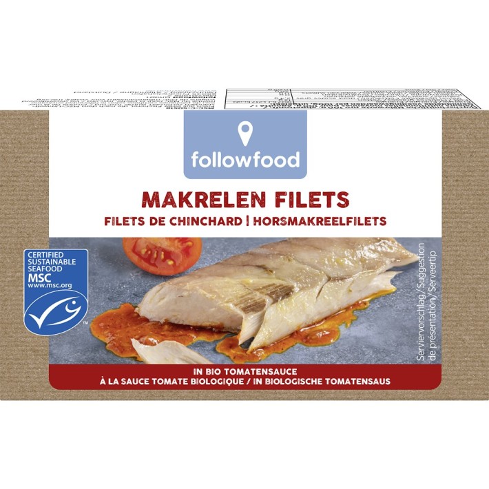 File de macrou salbatic in sos de rosii bio - 125 g  - Biomag.ro