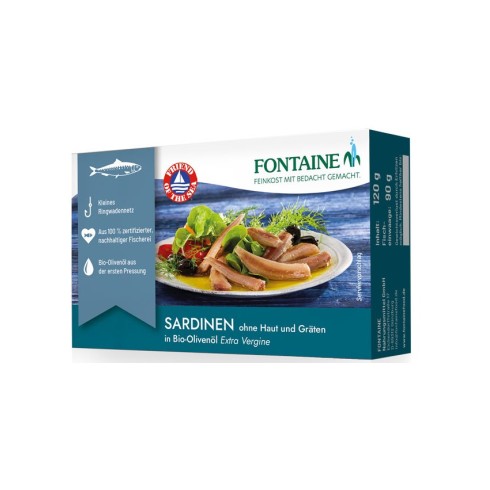 File de sardine fara oase in ulei bio de masline, 120g