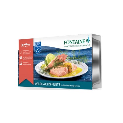 File de somon salbatic in sos bio cu miere si mustar, 200g