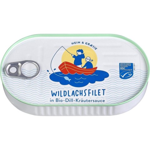 Conserve de peste bio, File de somon salbatic in sos bio de marar si ierburi - 200 g, biomag.ro