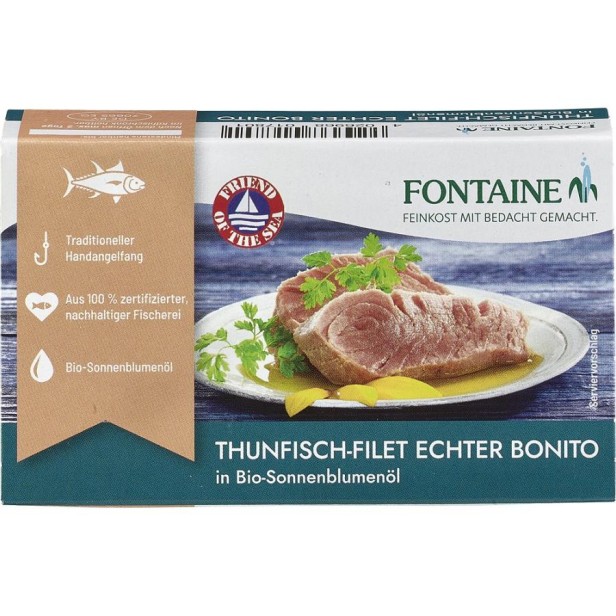 File de ton in ulei de floarea soarelui ecologic - 120 g