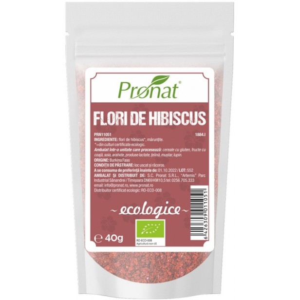 Flori de hibiscus bio, maruntite, 40g