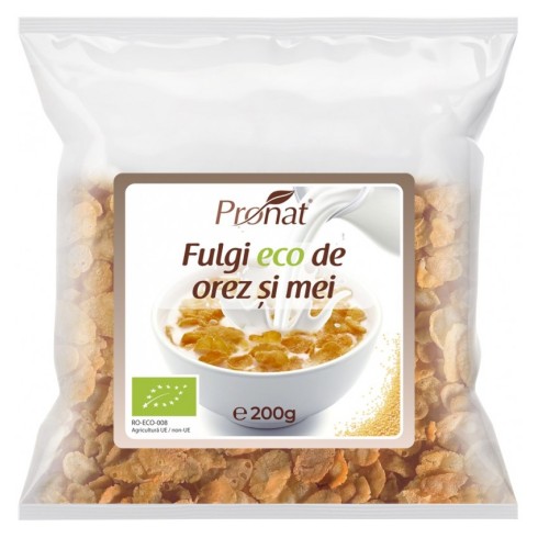 Fulgi bio de orez si mei, 200g