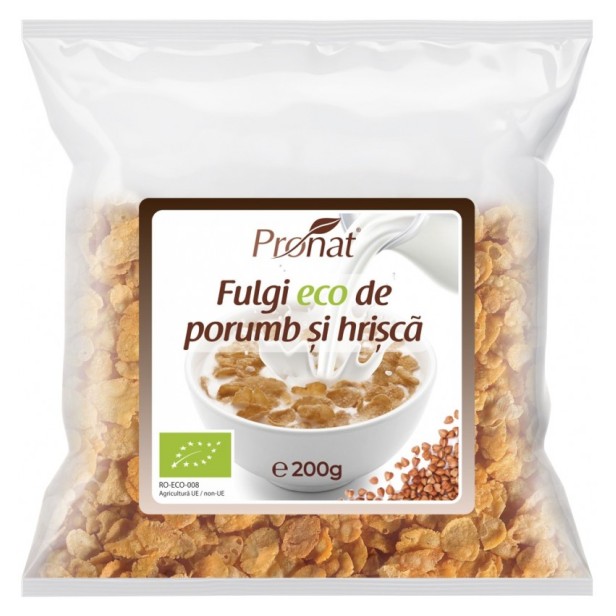 Fulgi bio de porumb si hrisca, 200g