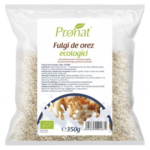 Cereale bio, Fulgi de orez bio, 350g, biomag.ro
