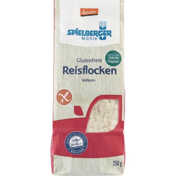 Fulgi integrali de orez bio fara gluten demeter - 250 g