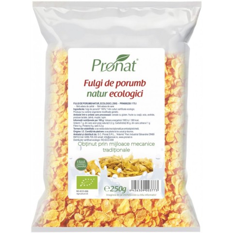 Pronat Foil Pack, Fulgi de porumb natur, bio, 250g, biomag.ro