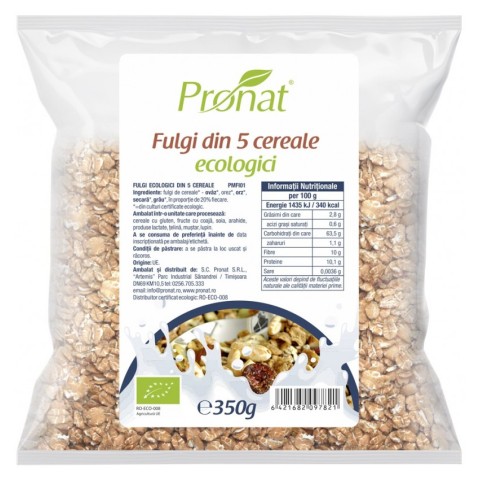 Pagina 2 Cereale bio, Fulgi din 5 cereale bio, 350g, biomag.ro