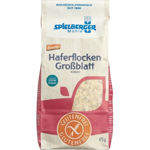 Fulgi mari de ovaz bio integrali fara gluten demeter - 475 g