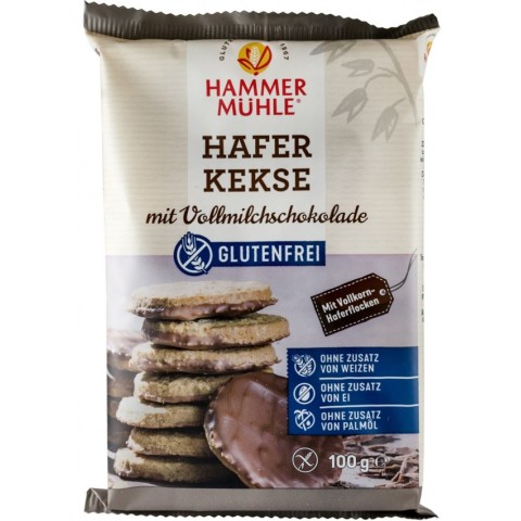 Hammer Muhle, Fursecuri din ovaz fara gluten, cu ciocolata cu lapte, 100g hammer, biomag.ro
