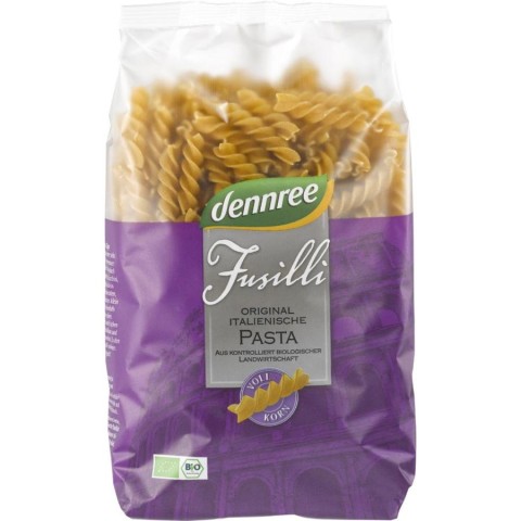 Paste bio integrale, Fusilli din grau dur integrale dennree - 500 g, biomag.ro
