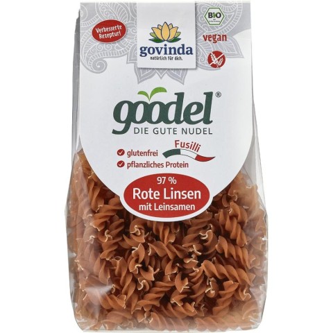 Govinda, Fusilli bio din linte rosie fara gluten - 250 g, biomag.ro