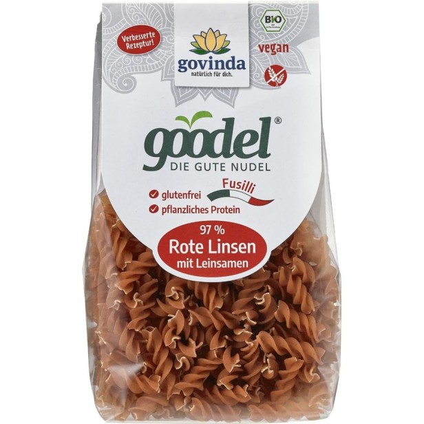 Fusilli bio din linte rosie fara gluten - 250 g