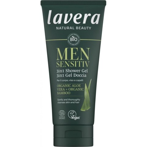 Lavera, Gel de dus  sensitiv 3 in 1 cu aloe vera bio si bambus bio pentru barbati - 200 ml, biomag.ro