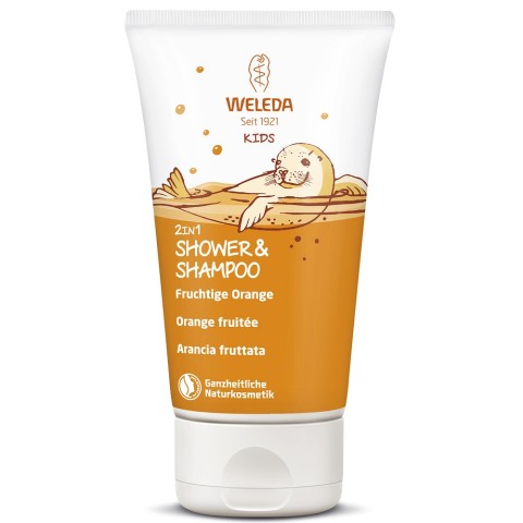 Cosmetice bio pentru copii, Gel de dus si sampon cu portocale 2 in 1 pentru copii - 150 ml, biomag.ro