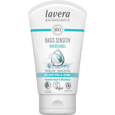 Lavera, Gel pentru curatare cu aloe vera bio si jojoba sensitiv - 125 ml, biomag.ro