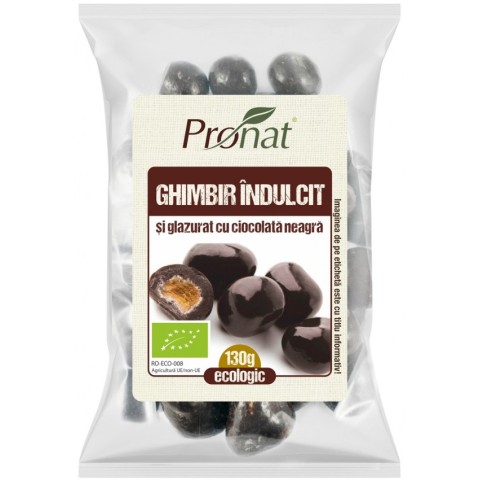 Pronat Foil Pack, Ghimbir bio indulcit si glazurat cu ciocolata neagra, 130g,, biomag.ro