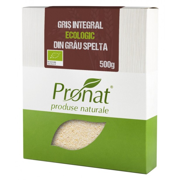 Gris integral bio din grau spelta, 500g