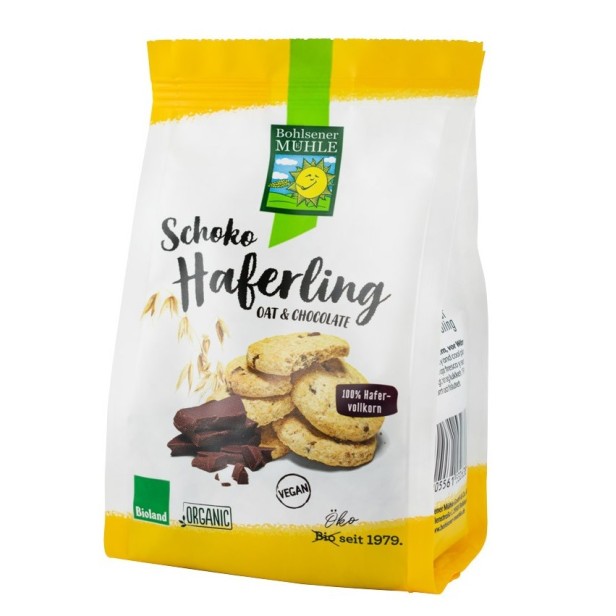 Haferling biscuiti bio crocanti din ovaz cu bucatele de ciocolata, 125g bohlsener muhle