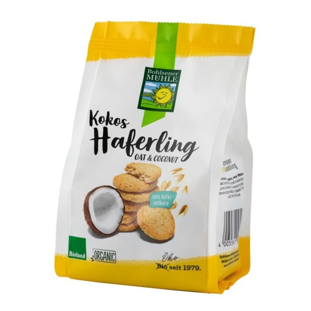 Haferling biscuiti bio crocanti din ovaz cu fulgi de cocos, 125g bohlsener muhle