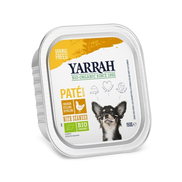 Hrana umeda bio pentru caini, pate cu pui si alge marine, 150g