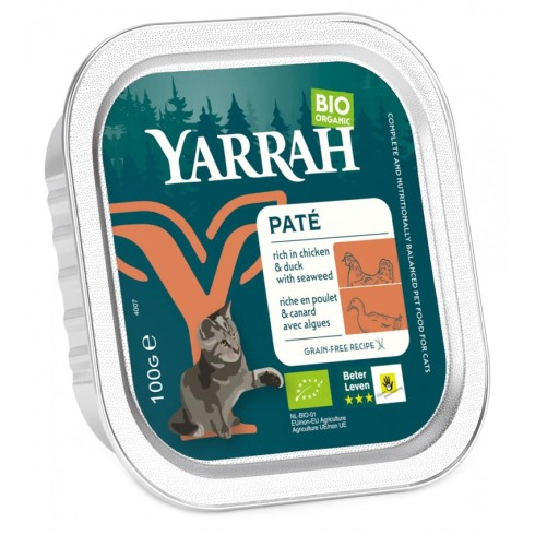 Hrana umeda bio pentru pisici cu carne de pui si rata, 100g