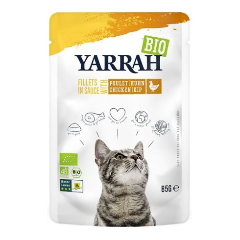 Hrana umeda bio pentru pisici, file de pui in sos, 85g