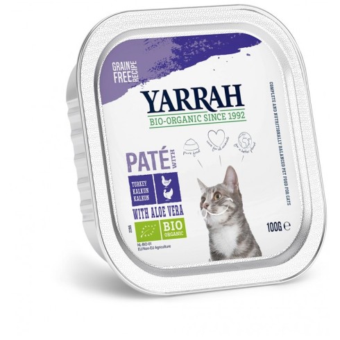 Hrana umeda bio pentru pisici, pate cu carne de pui si curcan cu aloe vera, 100g