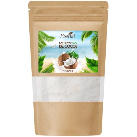Pronat Zipp Pack, Lapte praf bio de cocos, 200g, biomag.ro