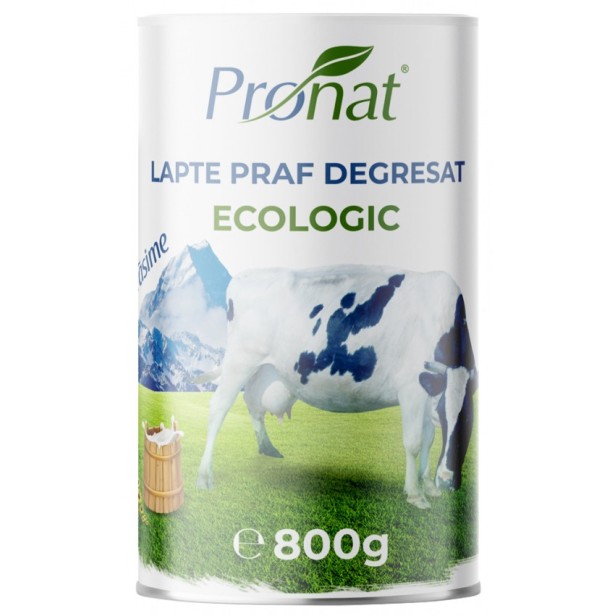 Lapte praf bio degresat, 1% grasime, 800g