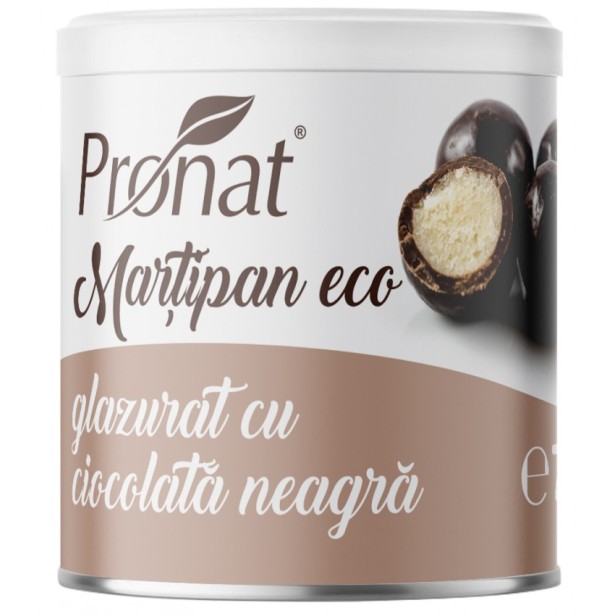 Martipan bio glazurat cu ciocolata neagra, 70g