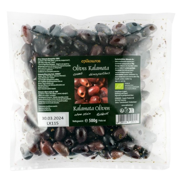 Masline kalamata bio, crude, fara samburi, 500g